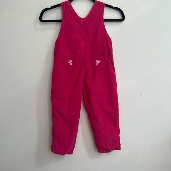 Jeanine Johnsen Girl's Monkey Print Bib Overalls In Pink Size 4 - Picture 2 of 7